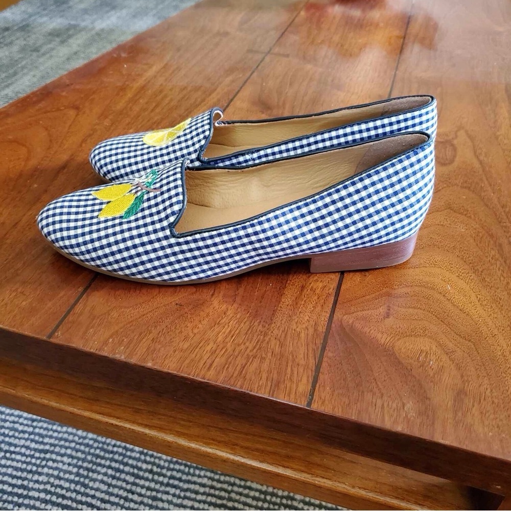 Jack Rogers Gingham Embroidered Lemon Loafers Size 7 - Picture 6 of 8